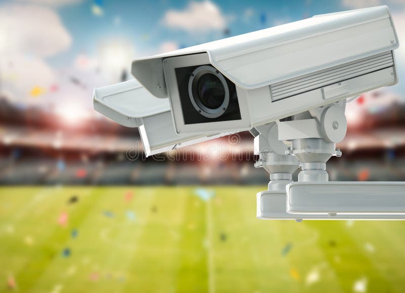 Cctv camera or security camera on stadium background royalty free stock photography Cctv camera or security camera on stadium background royalty free stock photography