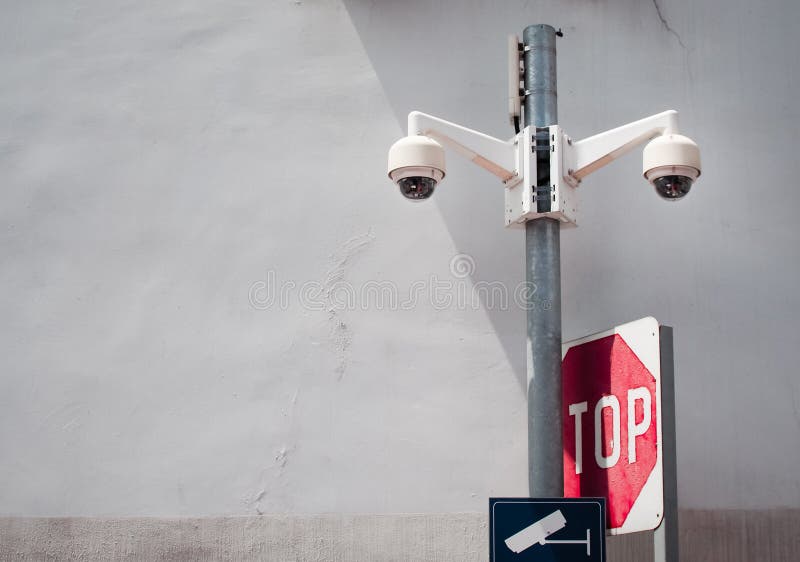 CCTV camera security on the old wall , With place your text security, safety, technology. Old cctv monitor stock images, royalty-free photos and pictures