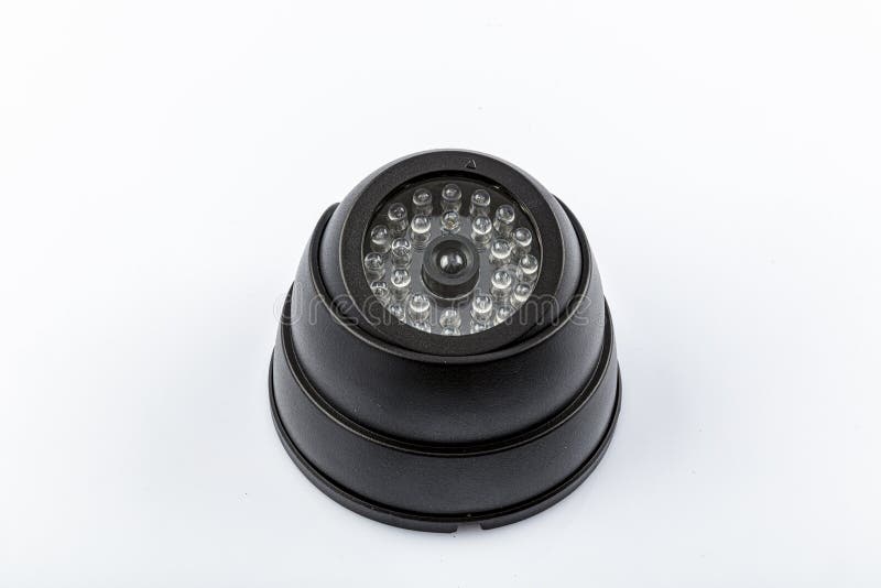 CCTV Dome Camera. Black Dome Camera Isolated On White Background Stock