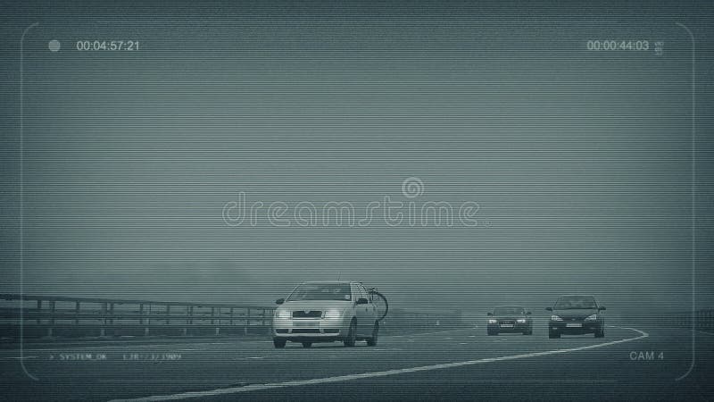 CCTV Misty Highway With Cars Passing