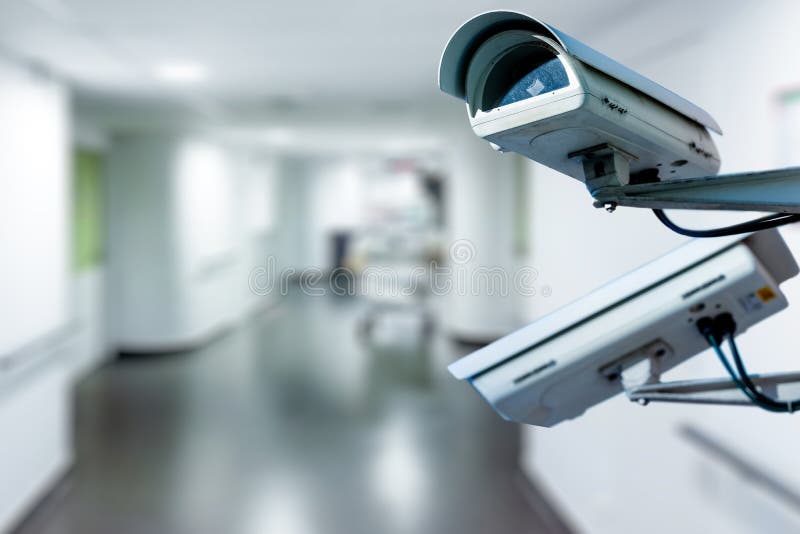 CCTV Security Camera Operating in Hospital Stock Photo Image of