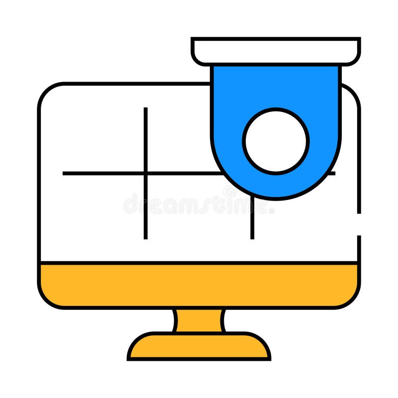Cctv security camera system icon color illustration royalty free illustration