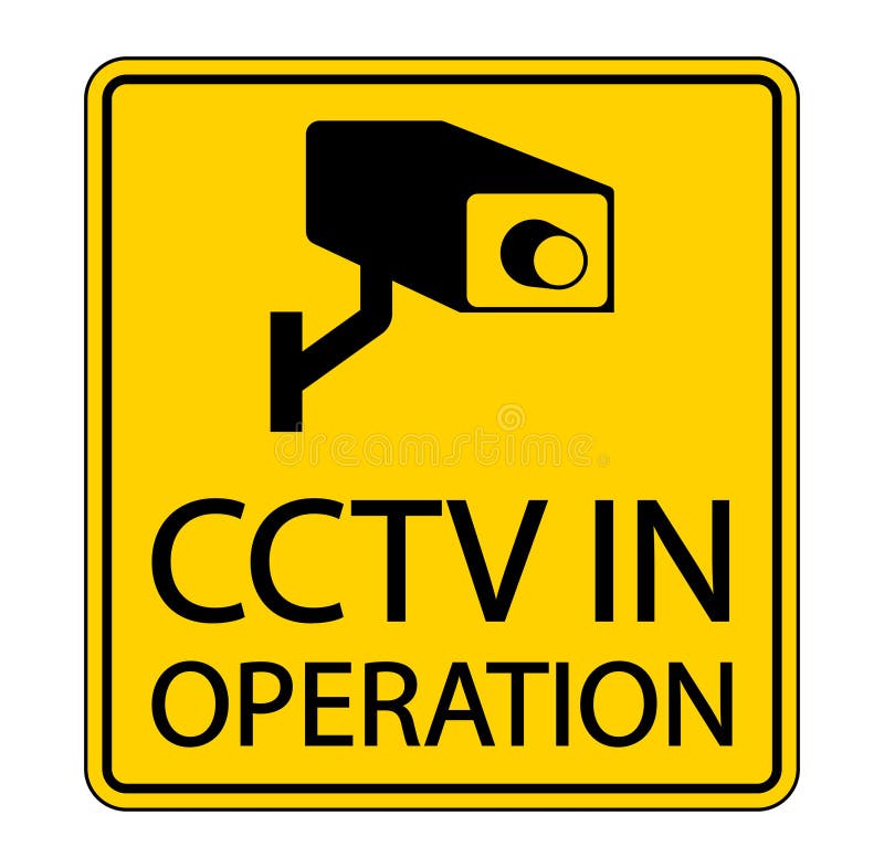 CCTV Surveillance Warning Sign Graphic Design Stock Vector