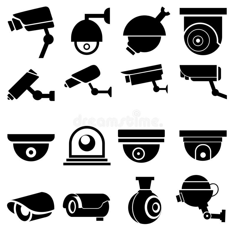 Web icon vector set. contact illustration sign. interface symbol. website logo or mark. For web sitesCCTV vector icon set. camera royalty free illustration