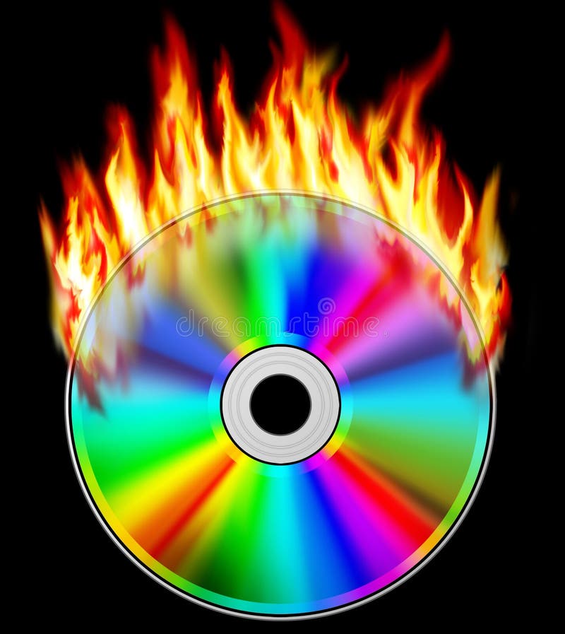 Fire Burning CD Black Background Stock Vector Illustration of disco