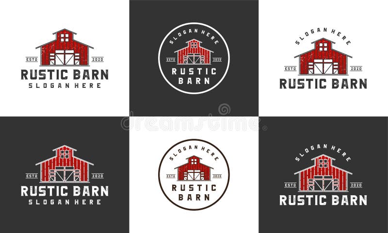 Rustic barn logo design template with multi style and multicolor collections. Rustic barn logo design template with multi style and multicolor collections