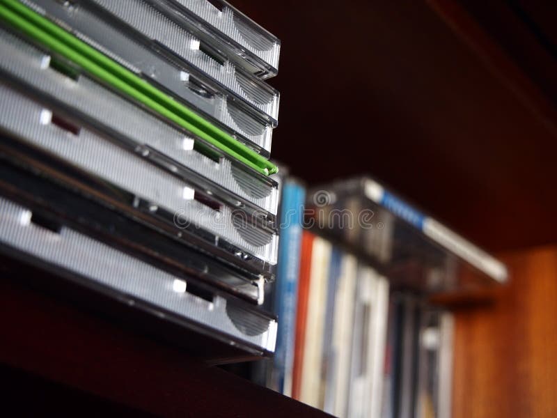 CDs music stock image. Image of group, shelf, disk, electronics 60106423