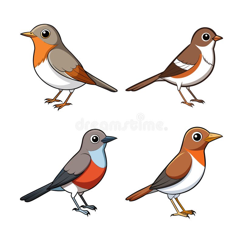 Cea mai mică pasăre Flycatcher în setări colorate vector illustration