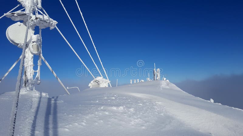 Ceahlau weather station in winter.