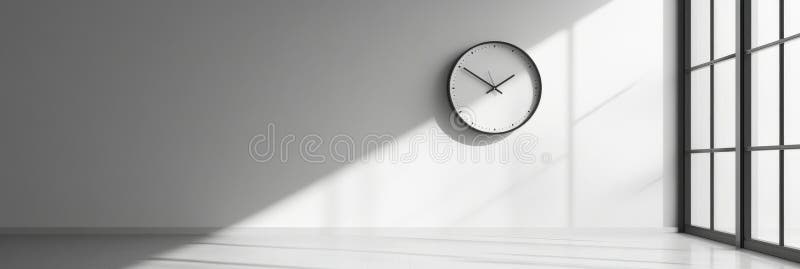 Ceas alb minimalist pe spațiu modern, ușor umplut vector illustration
