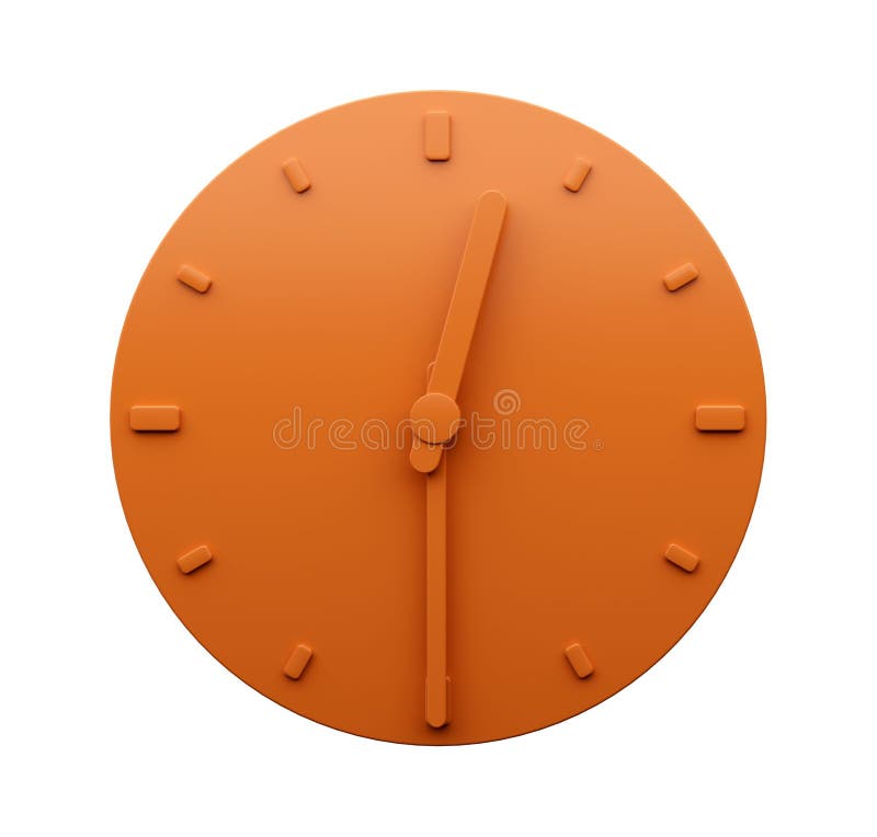 Ceas din perete portocaliu, redat, izolat pe fond alb royalty free illustration