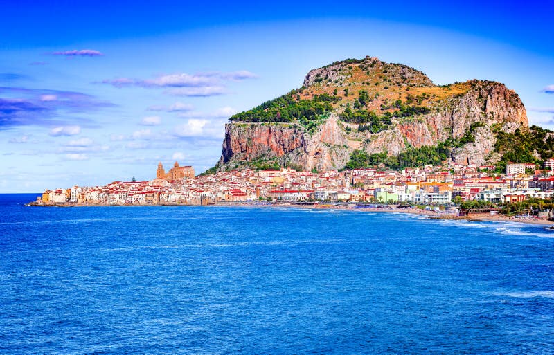Cefalu, Sicily. Ligurian Sea and medieval sicilian city Cefalu. Province of Palermo, Italy. Cefalu, Sicily. Ligurian Sea and medieval sicilian city Cefalu. Province of Palermo, Italy.