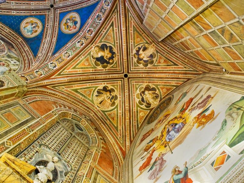 Ceiling of Baroncelli Chapel in Basilica di Santa Croce. Florence, Italy