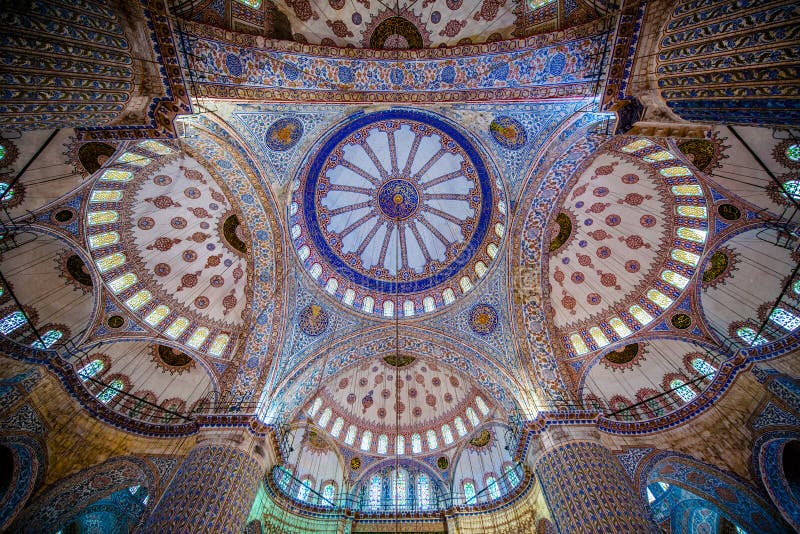 Ceiling of the Blue Mosque royalty free stock image