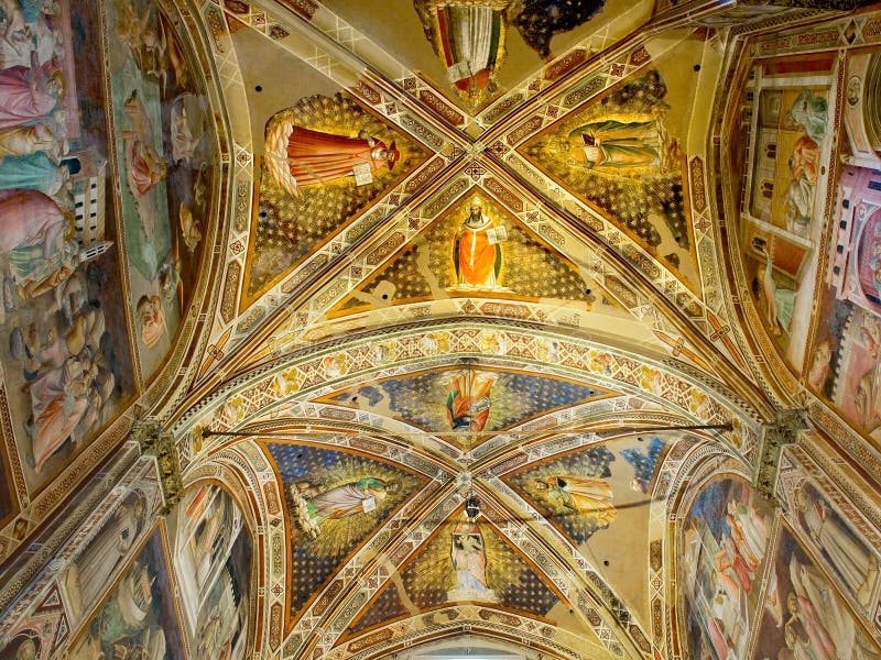 Ceiling of Castellani Chapel in Basilica di Santa Croce. Florence, Italy