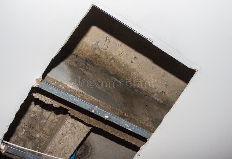 Ceiling Concret Crack Water Leak Stock Image Image Of House