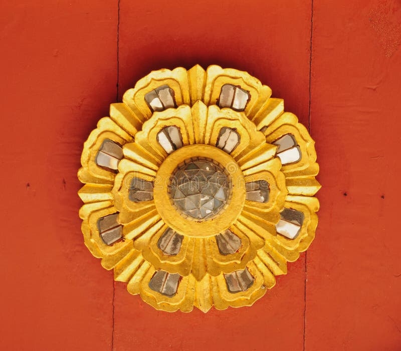 The ceiling is decorated at temple