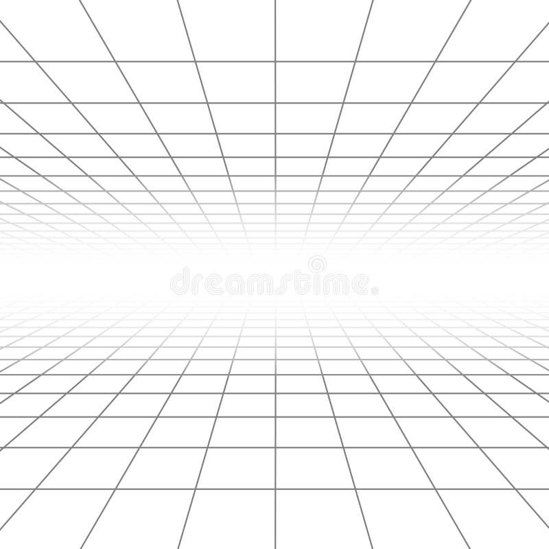 Ceiling and floor perspective grid vector lines, architecture wireframe