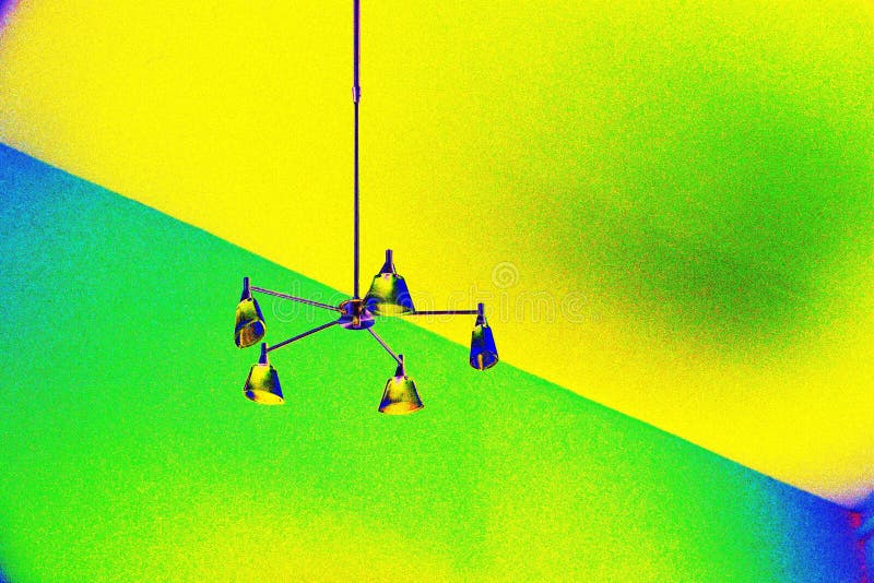 Ceiling lamp in blue and yellow color, closeup of photo royalty free stock photos