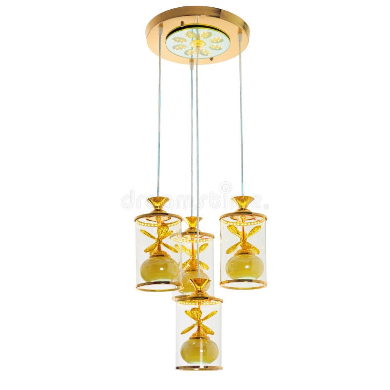 Ceiling Lamp with Four Hanging Lights Stock Image Image of lights