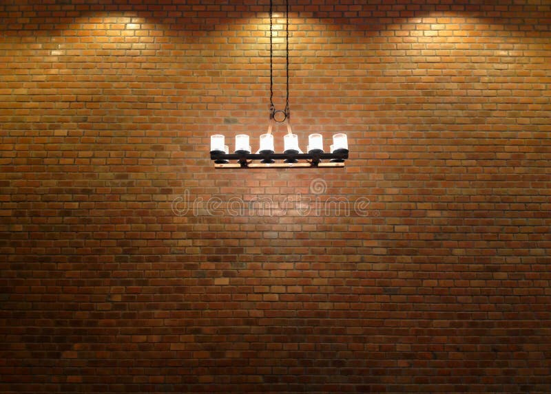 Ceiling light and brick wall. vintage design for restaurant. stock photography Ceiling light and brick wall. vintage design for restaurant. stock photography
