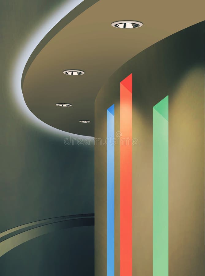 Ceiling Lighting Using Downlight and LED RGB Color royalty free stock photos Ceiling Lighting Using Downlight and LED RGB Color royalty free stock photos