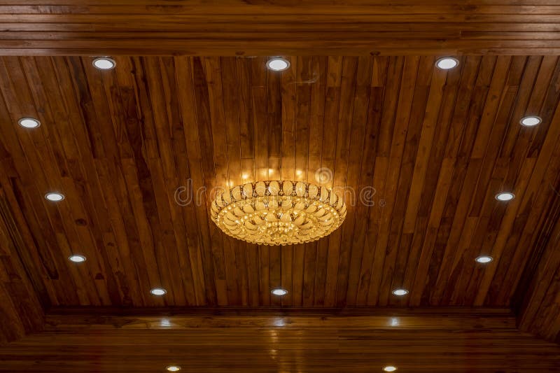 Ceiling Lights on the Wooden Ceiling Stock Image Image of concept, illuminated 187727757