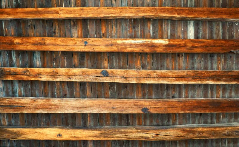 Ceiling made of old wooden beams as a background
