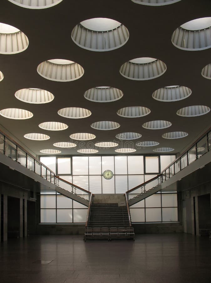 Ceiling with rooflights. Partial view