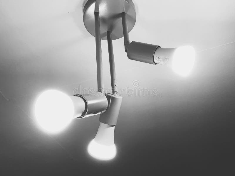 Ceiling spotlights taken in monochrome white foto de stock