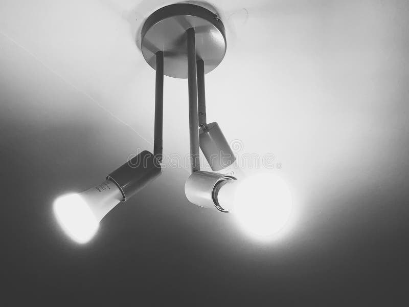 Ceiling spotlights taken in monochrome white foto de stock royalty free