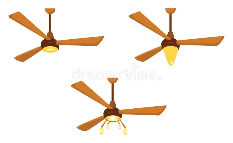 Ceilling fans with lights, illustration, vector