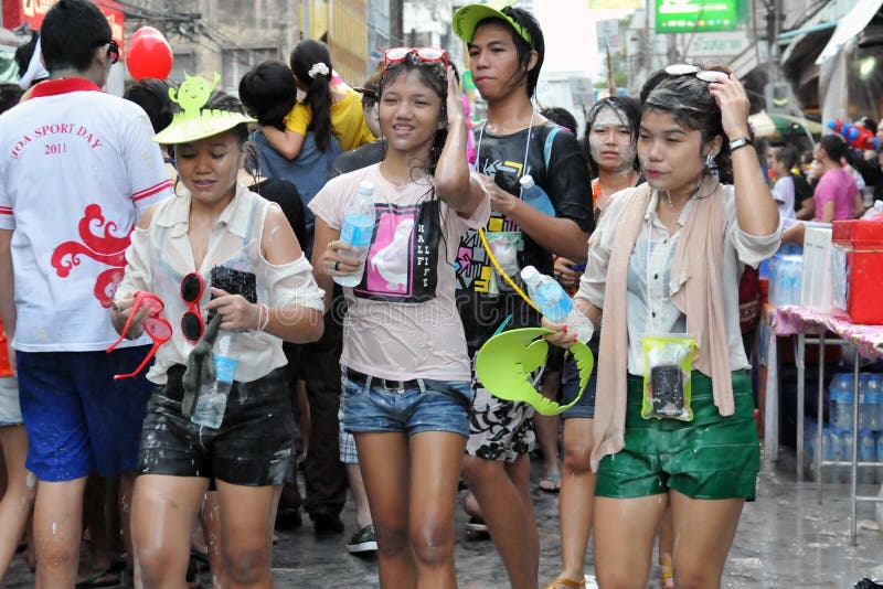 Celebraciones tailandesas del Año Nuevo en Bangkok imágenes de archivo libres de regalías Celebraciones tailandesas del Año Nuevo en Bangkok imágenes de archivo libres de regalías
