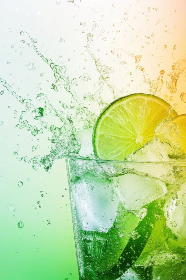 Celebrate National Margarita Day with vibrant abstract artwork of lime and ice splashes in bold colors royalty free stock photo