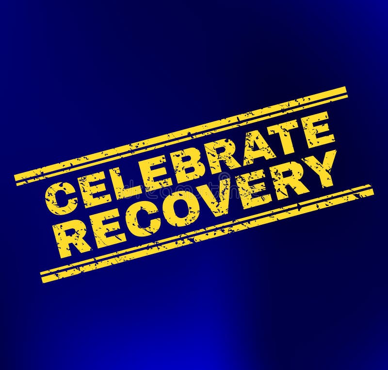 CELEBRATE RECOVERY Scratched Stamp Seal on Gradient Background royalty free...