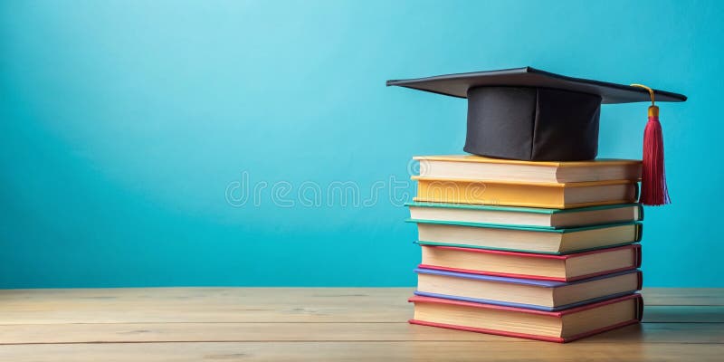 Celebrating Academic Achievement A Colorful Stack of Graduation Books Symbolic of Educational Success and Future vector illustration