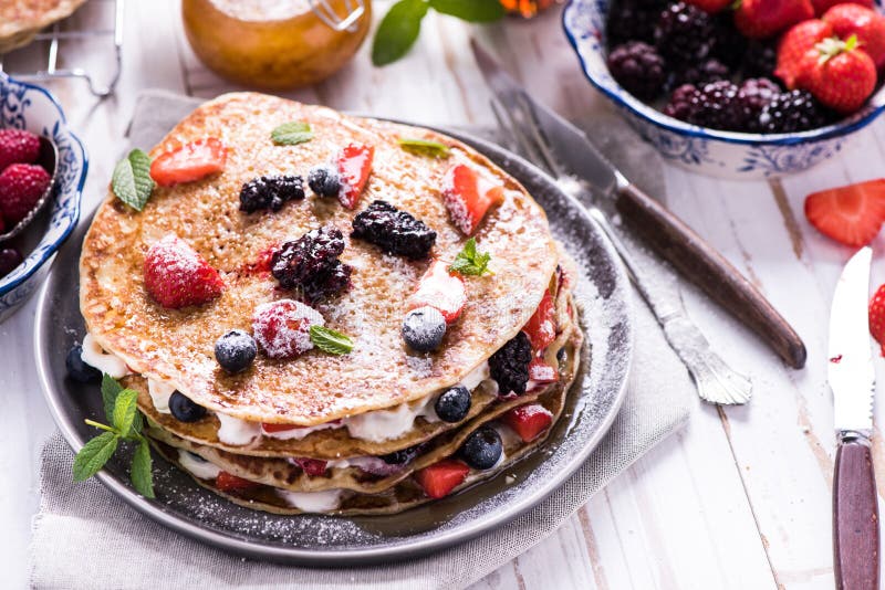 Celebrating Pancake Day with crepes royalty free stock image