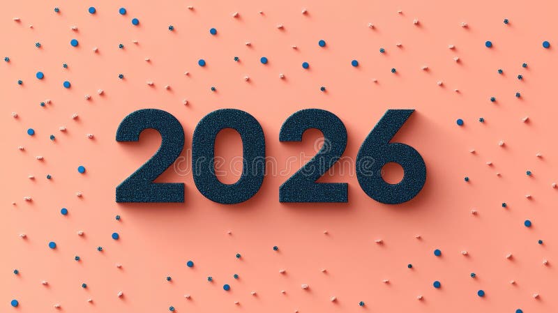 2026 Celebration Background With Blue Dots On Salmon Pink Surface Celebration Background Blue Dots Salmon Pink Surface Happy New Year 364075052 