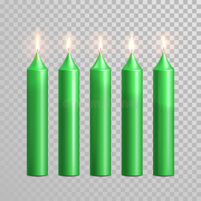 Celebration Candle Set of Green Vector Candles Stock Vector