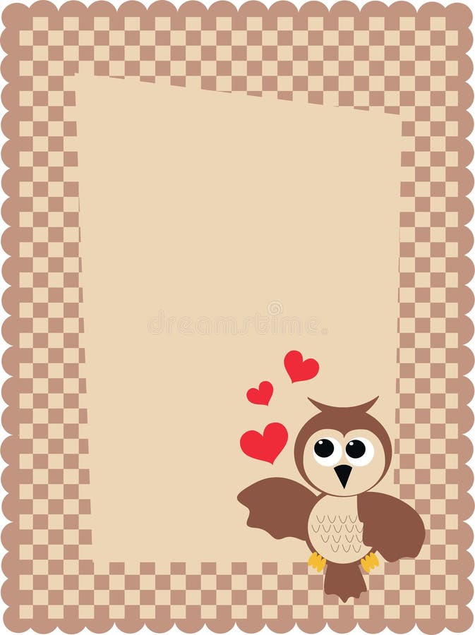 Celebration card with an owl and hearts