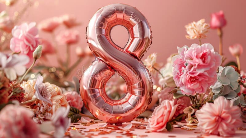 Floral Number 8 Balloon Floral Number 8 Balloon