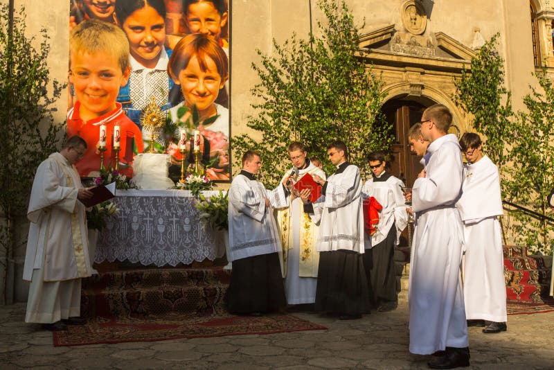 During the celebration the Feast of Corpus Christi (Body of Christ) also kn...