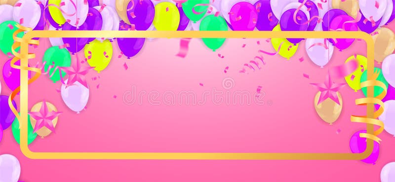 Celebration & Happy birthday banner and balloons colourful isolated on background stock illustration Celebration & Happy birthday banner and balloons colourful isolated on background stock illustration