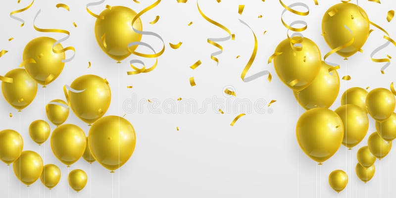 Celebration Party Banner with Gold Balloons Background. Sale Vector  Illustration Stock Vector - Illustration of anniversary, balloon: 200497874