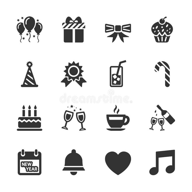 Celebration and party icon set, vector eps10 royalty free illustration