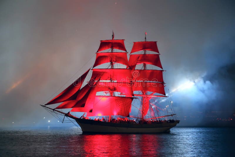 Celebration Scarlet Sails show during the White Nights Festival stock image Celebration Scarlet Sails show during the White Nights Festival stock image