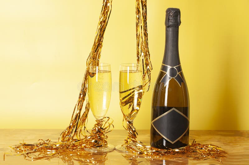 Celebration Theme with Explosion of Splashing Champagne Sparkling Wine ...