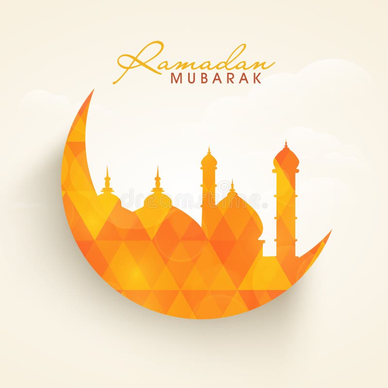 Celebração de Ramadan Kareem com lua e a mesquita islâmicas ilustração royalty free Celebração de Ramadan Kareem com lua e a mesquita islâmicas ilustração royalty free
