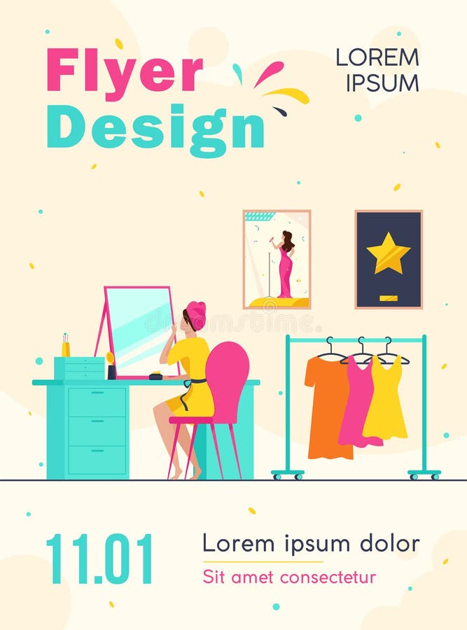Celebrity Preparing for Show in Makeup Room Stock Vector - Illustration