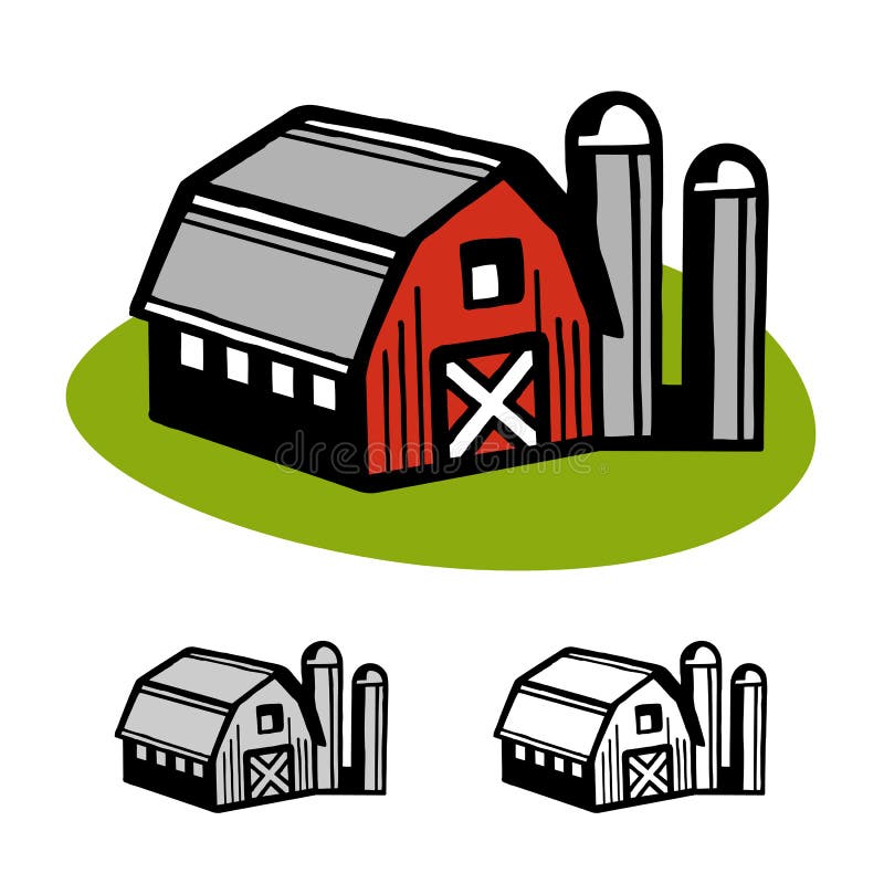 Celeiro e silos ilustração do vetor